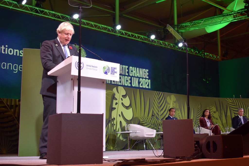  El primer ministro británico, Boris Johnson, durante su intervención en la Conferencia sobre el clima, COP26, en Glasgow, Escocia.